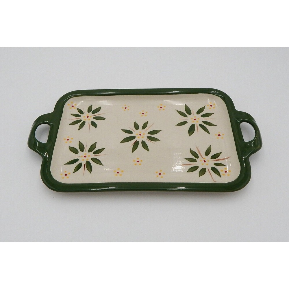 Temp-Tations By Tara Old World Green 13 Inch Rectangular Handled Platter